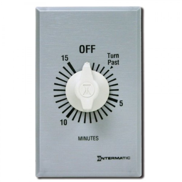 Intermatic FF460M 60-Minute Spring Loaded Wall Timer, Brushed Metal