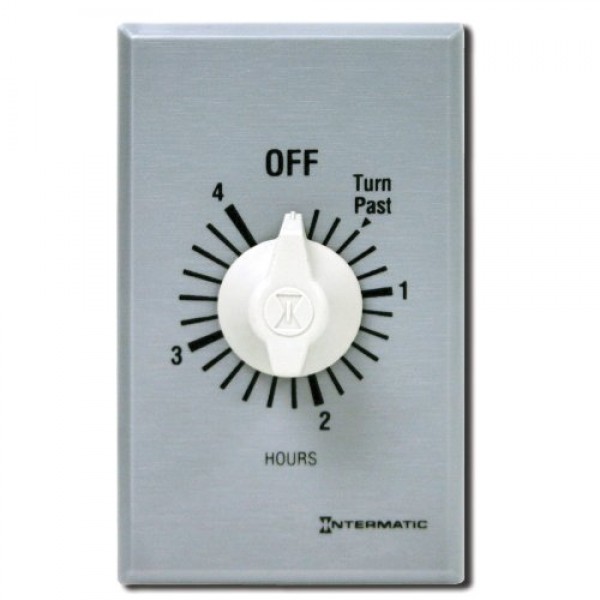 Intermatic FF4H 4-Hour Spring Loaded Wall Timer, Brushed Metal