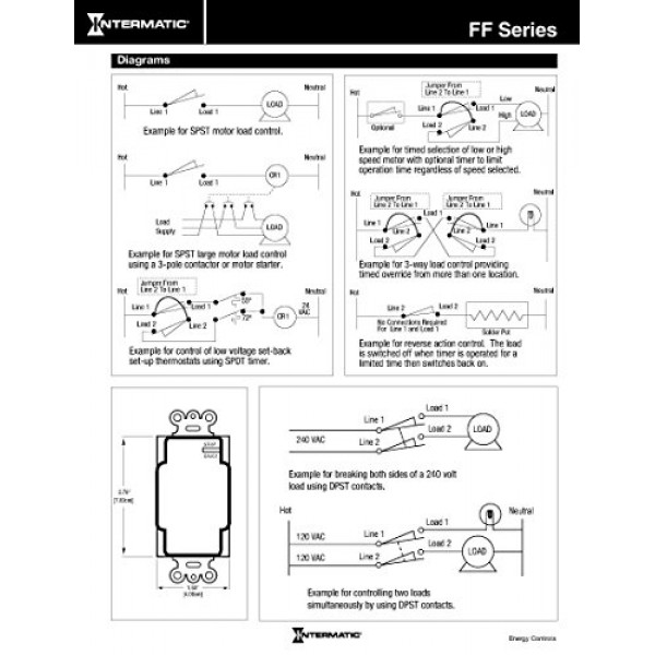 Intermatic FF5M 5-Minute Spring Loaded Wall Timer, Brushed