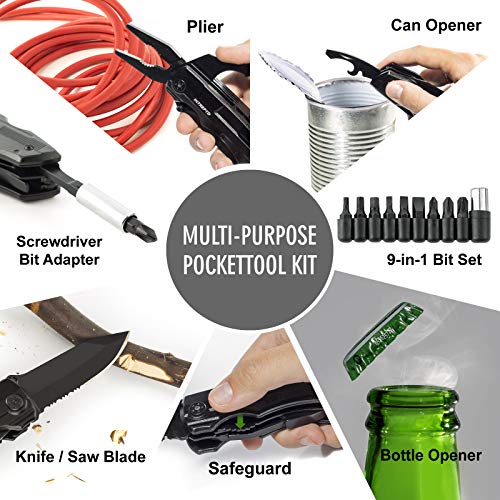 INTREPYD Multitool Knife and LED Flashlight, Pocket Knife, 15 in 1...