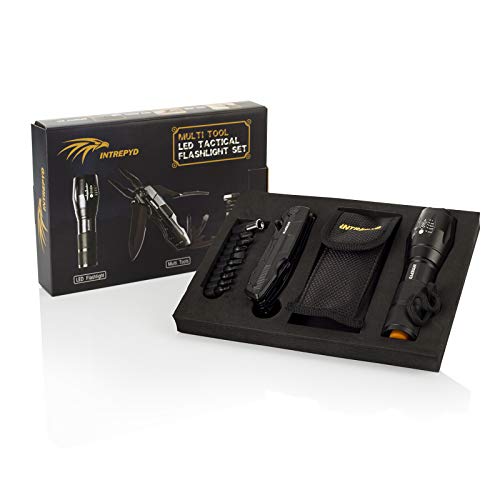INTREPYD Multitool Knife and LED Flashlight, Pocket Knife, 15 in 1...