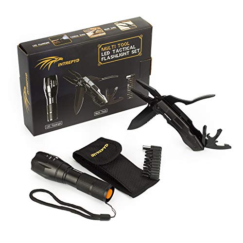 INTREPYD Multitool Knife and LED Flashlight, Pocket Knife, 15 in 1...