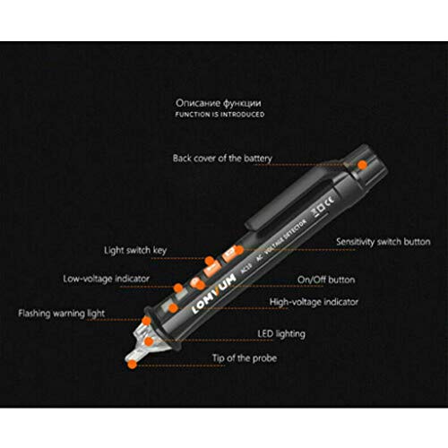 12-1000V Dual Sensitivity Electrical Tester Pen Non-Contact AC Vol...