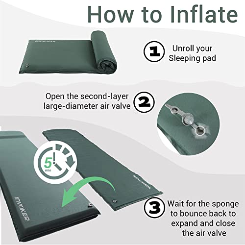 INVOKER 3 Inch UltraThick Self Inflating Lightweight Memory Foam S...