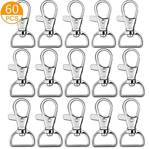60PCS Swivel Snap Hooks, Premium lobster claw clasp for Lanyard a...