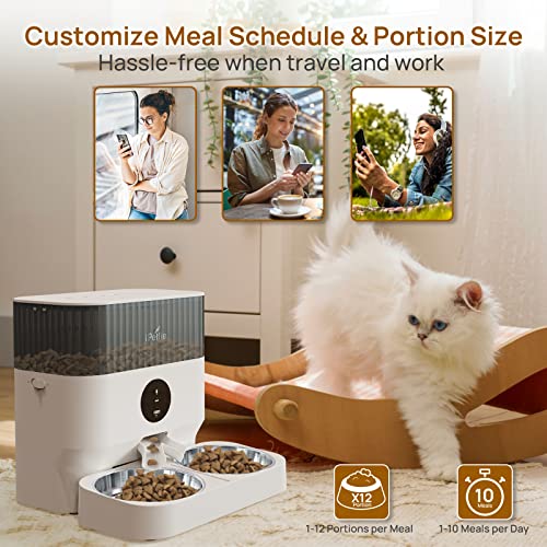 iPettie Automatic Cat Feeder for Two Cats, 2.4G WiFi App Control, ...