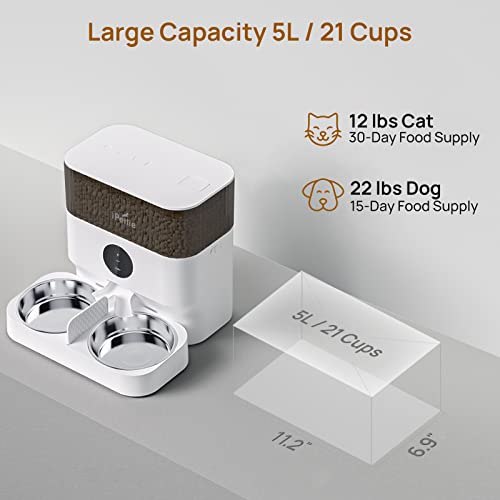 iPettie Automatic Cat Feeder for Two Cats, 2.4G WiFi App Control, ...