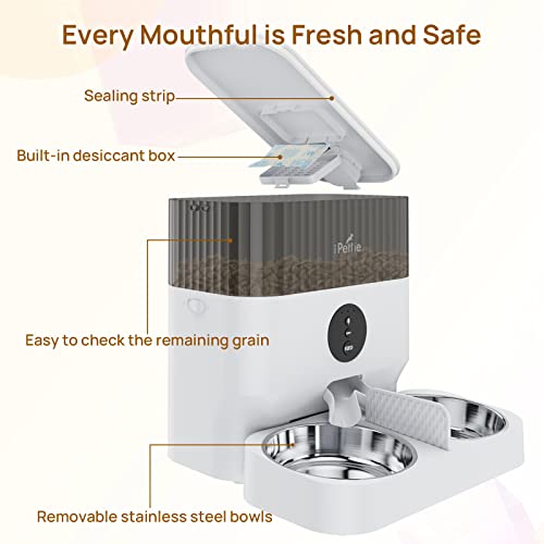 iPettie Automatic Cat Feeder for Two Cats, 2.4G WiFi App Control, ...
