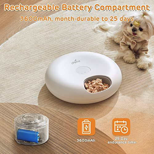 iPettie Donuts Frost 6 Meal Cordless Automatic Pet Feeder, Dry & W...