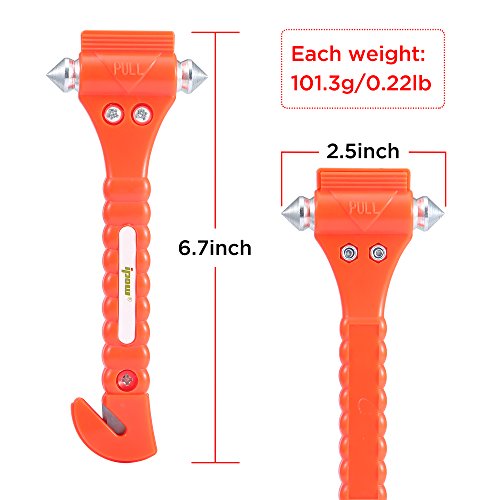 2 PCS High Carbon Steel Hard IPOW Car Safety Hammer Escape Tool Wi...