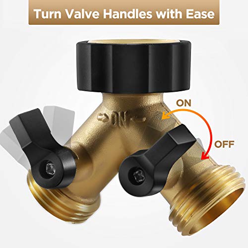 IPOW Solid Brass Body Backyard 2 Way Y Valve Garden Hose Connector...