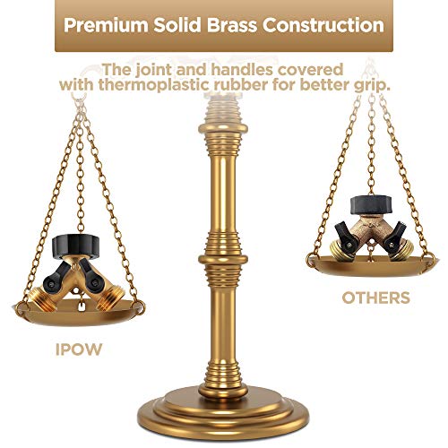 IPOW Solid Brass Body Backyard 2 Way Y Valve Garden Hose Connector...
