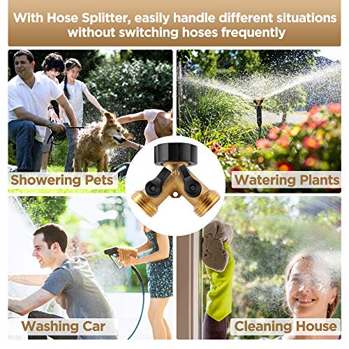 IPOW Solid Brass Body Backyard 2 Way Y Valve Garden Hose Connector...