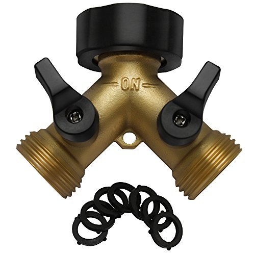 IPOW Solid Brass Body Backyard 2 Way Y Valve Garden Hose Connector...