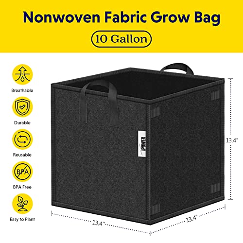 iPower 10 Gallon Square Grow Bags 5 Pack Thickened Nonwoven Cubic ...