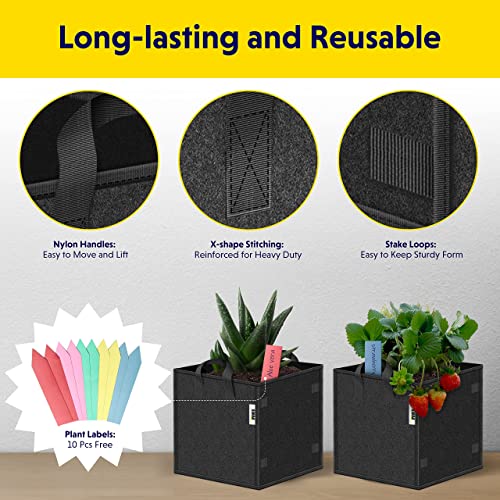 iPower 10 Gallon Square Grow Bags 5 Pack Thickened Nonwoven Cubic ...
