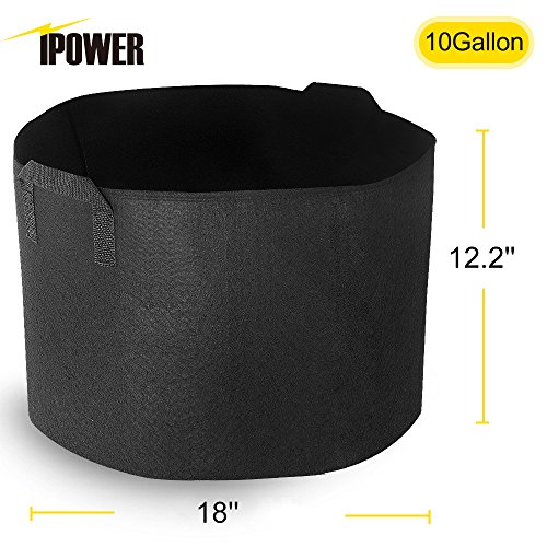 iPower 10-Pack 10-Gallon Grow Bags Nonwoven Fabric Pots Aeration C...