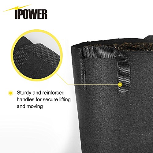 iPower 10-Pack 10-Gallon Grow Bags Nonwoven Fabric Pots Aeration C...
