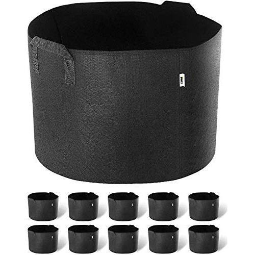 iPower 10-Pack 10-Gallon Grow Bags Nonwoven Fabric Pots Aeration C...