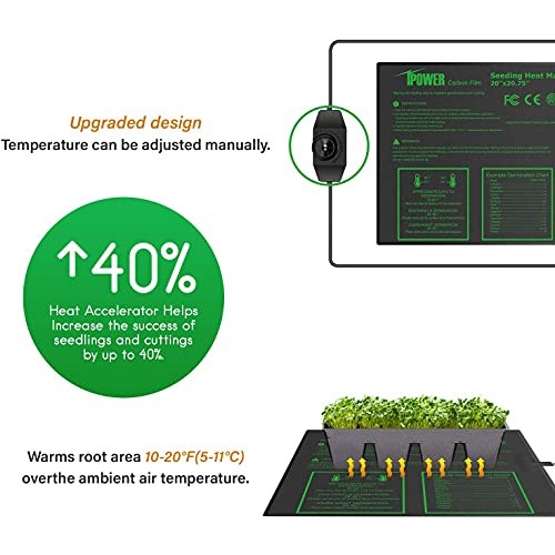 iPower 2 Pack 20 x 20.75 Seeding Heat Mat with Thermostat Temper...