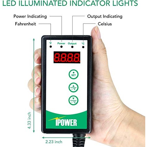 iPower 2-Pack Digital Heat Mat Thermostat 40-108 Degrees Fahrenhei...
