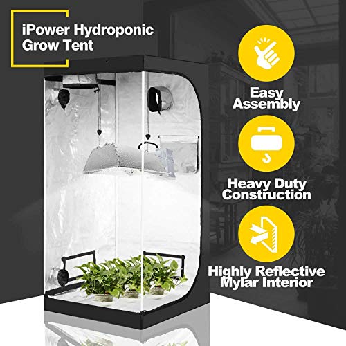 iPower 36x36x72 Mylar Hydroponic Grow Tent with Observation Win...