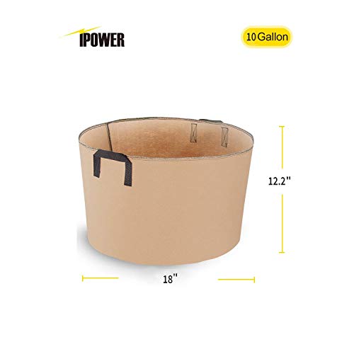 iPower 5-Pack 10 Gallon Plant Grow Bags Thickened Nonwoven Aeratio...