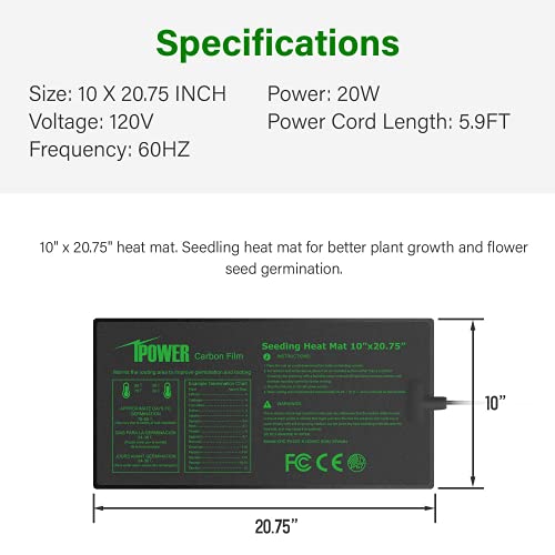 iPower Digital Heat Mat Thermostat Controller and 10 x 20.75 Car...