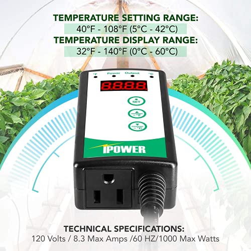 iPower Digital Heat Mat Thermostat Controller and 10 x 20.75 Car...