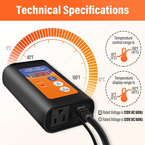 iPower Digital Heat Mat Thermostat Temperature Controller for Seed...