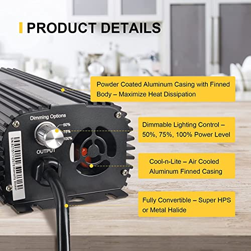 iPower GLBLST1000DX4 4-Pack Horticulture 1000 Watt Digital Dimmabl...