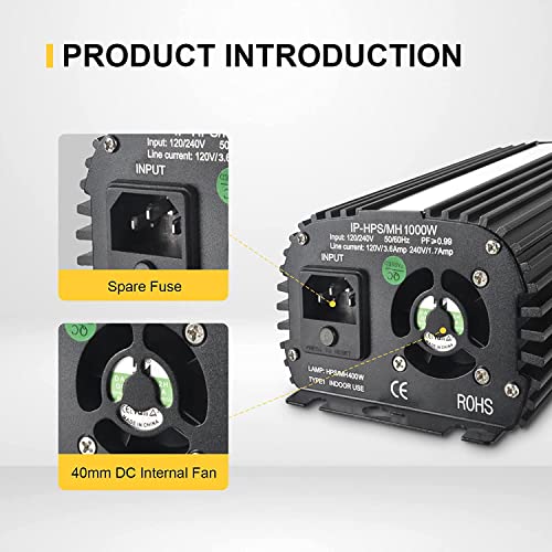 iPower GLBLST1000DX4 4-Pack Horticulture 1000 Watt Digital Dimmabl...