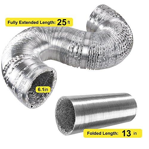 iPower GLDUCT25CX2 2-Pack 6 Inch 25 Feet Non-Insulated Flex Air Al...