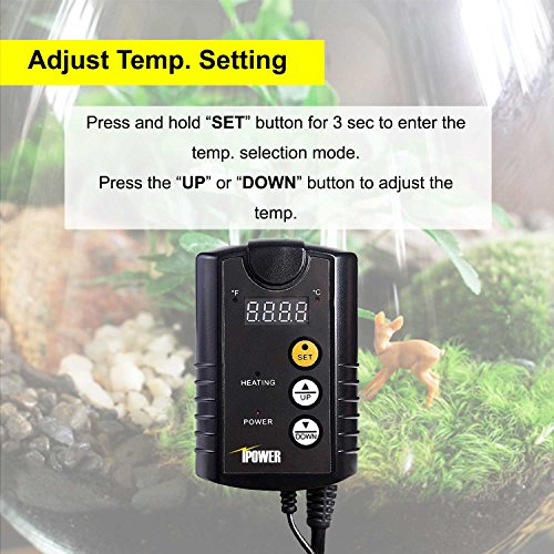 iPower GLHTMTCONTROL 40-108 Degrees Fahrenheit Digital Heat Mat Th...