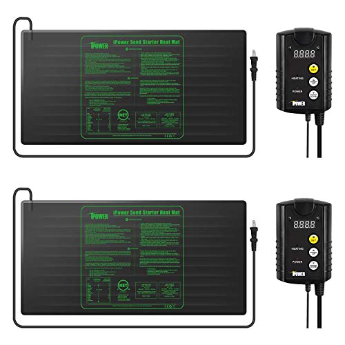 iPower GLHTMTCTRLHTMTLX2 2 Pack 48 x 20 Warm Hydroponic Seedling...
