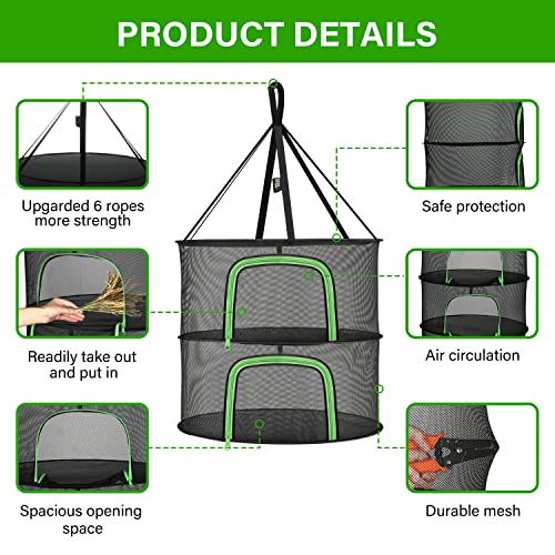 iPower Herb Drying Rack 2-Layer 2-Feet Hanging Mesh Net Dryer Coll...