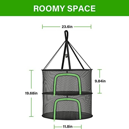 iPower Herb Drying Rack 2-Layer 2-Feet Hanging Mesh Net Dryer Coll...