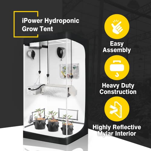 iPower Hydroponic Grow Tent, Water-Resistant Mylar, with Removable...