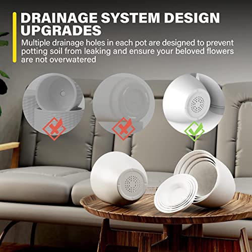 iPower Plastic Plant Pots 4.5-7.1 Inch 5 PCS Indoor Modern Decorat...