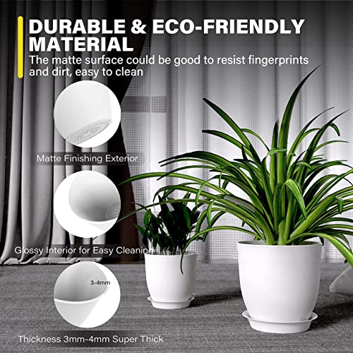 iPower Plastic Plant Pots 4.5-7.1 Inch 5 PCS Indoor Modern Decorat...