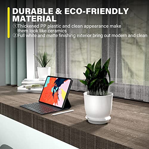 iPower Plastic Plant Pots 4.5-7.1 Inch 5 PCS Indoor Modern Decorat...