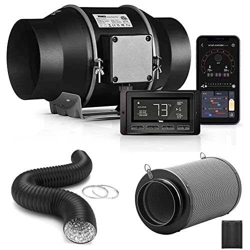 iPower Smart Ventilation Inline Fan 6 Inch with Temperature Humidi...