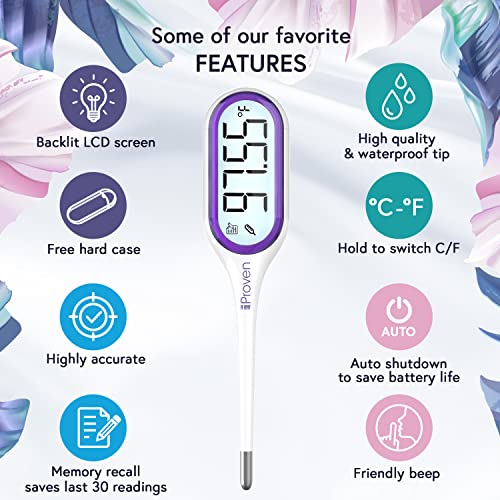 iProven Basal Body Thermometer with Backlight & Big Digits, 1/100 ...