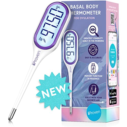 iProven Basal Body Thermometer with Backlight & Big Digits, 1/100 ...