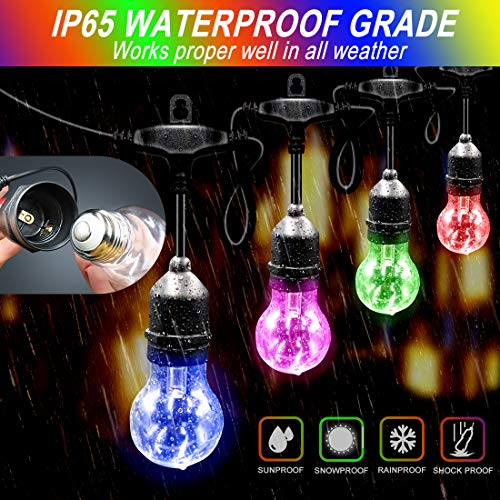 Outdoor String Lights, 96FT Multicolor LED Dimmable RGB with Remot...