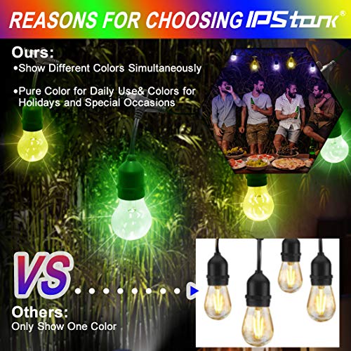 Outdoor String Lights, 96FT Multicolor LED Dimmable RGB with Remot...