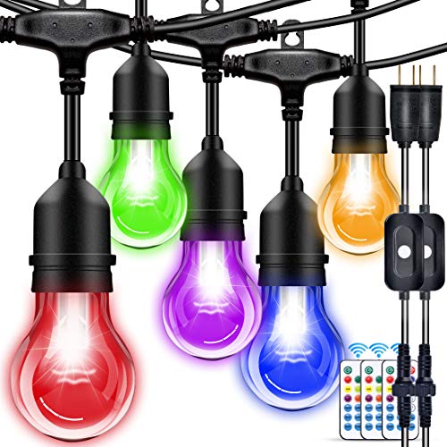 Outdoor String Lights, 96FT Multicolor LED Dimmable RGB with Remot...