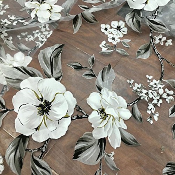 55 inches Width Iris Tech Organza Vintage Botanical Floral Lace Fa...