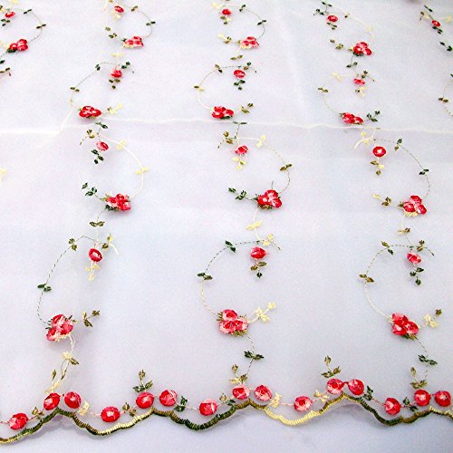 Iris Tech Premium Rose Embroidered Organza Lace Floral Fabric- by ...