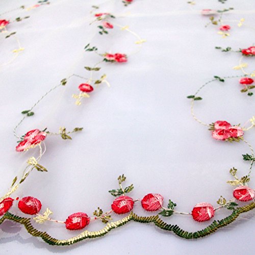 Iris Tech Premium Rose Embroidered Organza Lace Floral Fabric- by ...